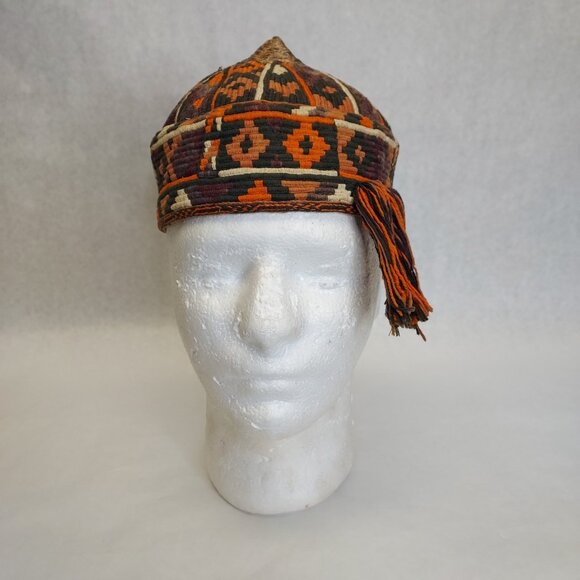 Turkmen chodur hat Afghan embroidery skull cap turkoman Tribal handmade Beanie - Picture 2 of 11